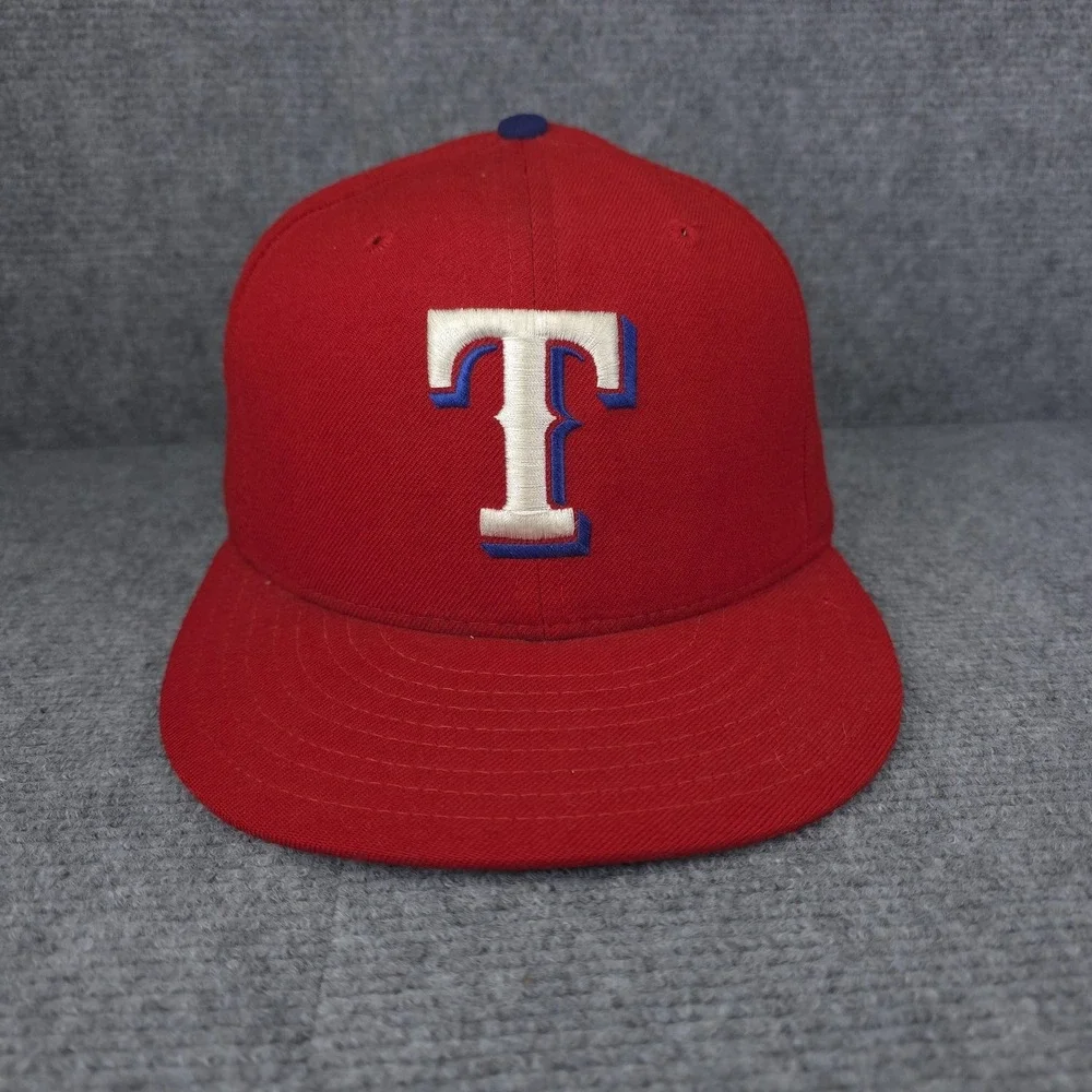 Vintage Texas Rangers Hat Cap Fitted Mens 7 1/4 Red MLB Baseball New Era USA 90s